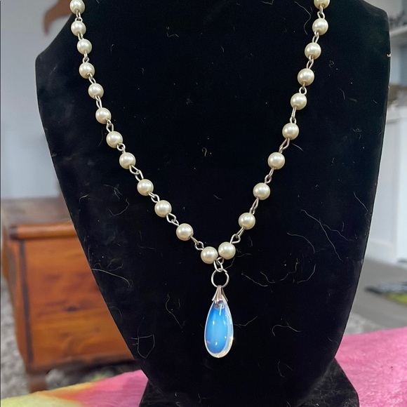 Vintage faux opalite Pendant necklace - Picture 1 of 6